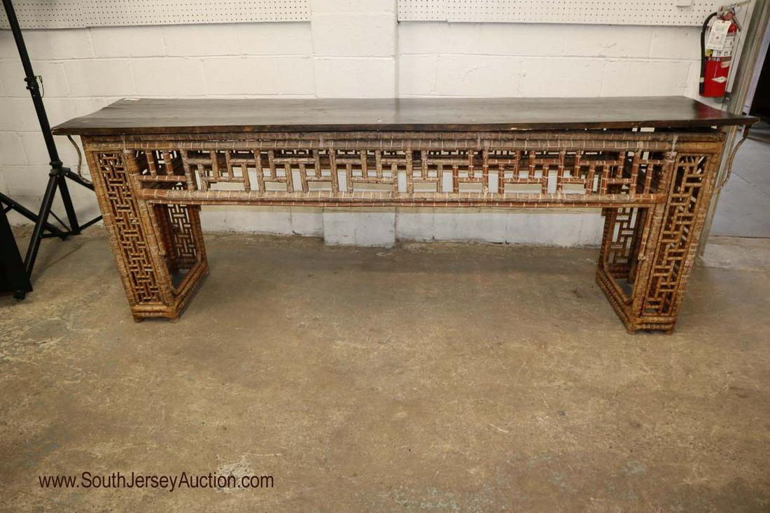 Vintage Bamboo Decorative Console/Sofa Table: VINTAGE bamboo decorative console/sofa table 98" w x 22" d x 35" h