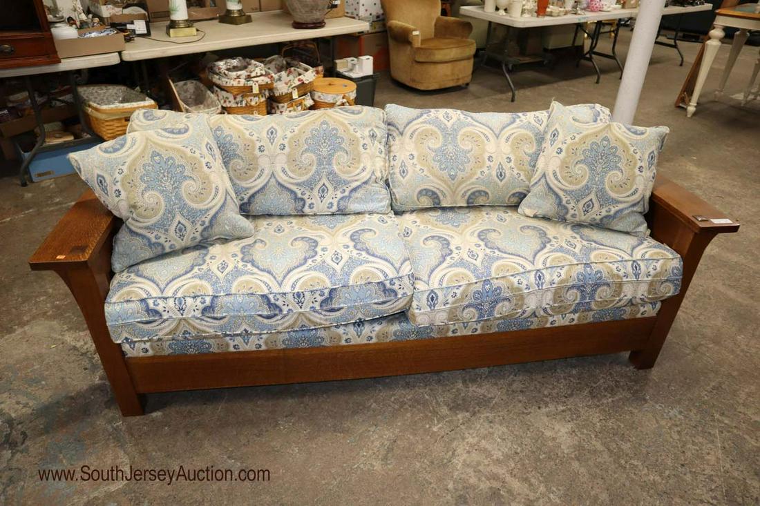 Stickley Furniture Mission Oak Sofa - Upholstery is: Stickley Furniture mission oak sofa - upholstery is worn 82" w x 37" d x 28" h