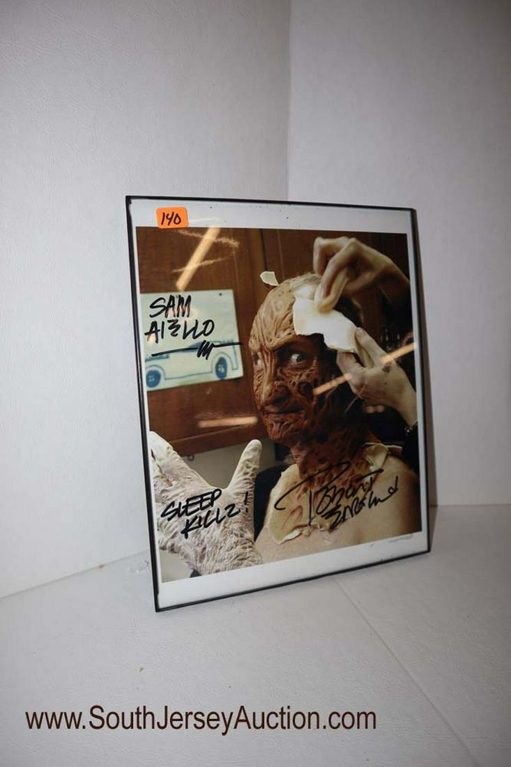 Signed photo Robert Englund - Freddie Krueger: Signed photo of Robert Englund in Makeup chair for his film Nightmare on Elm Street, Freddie Krueger