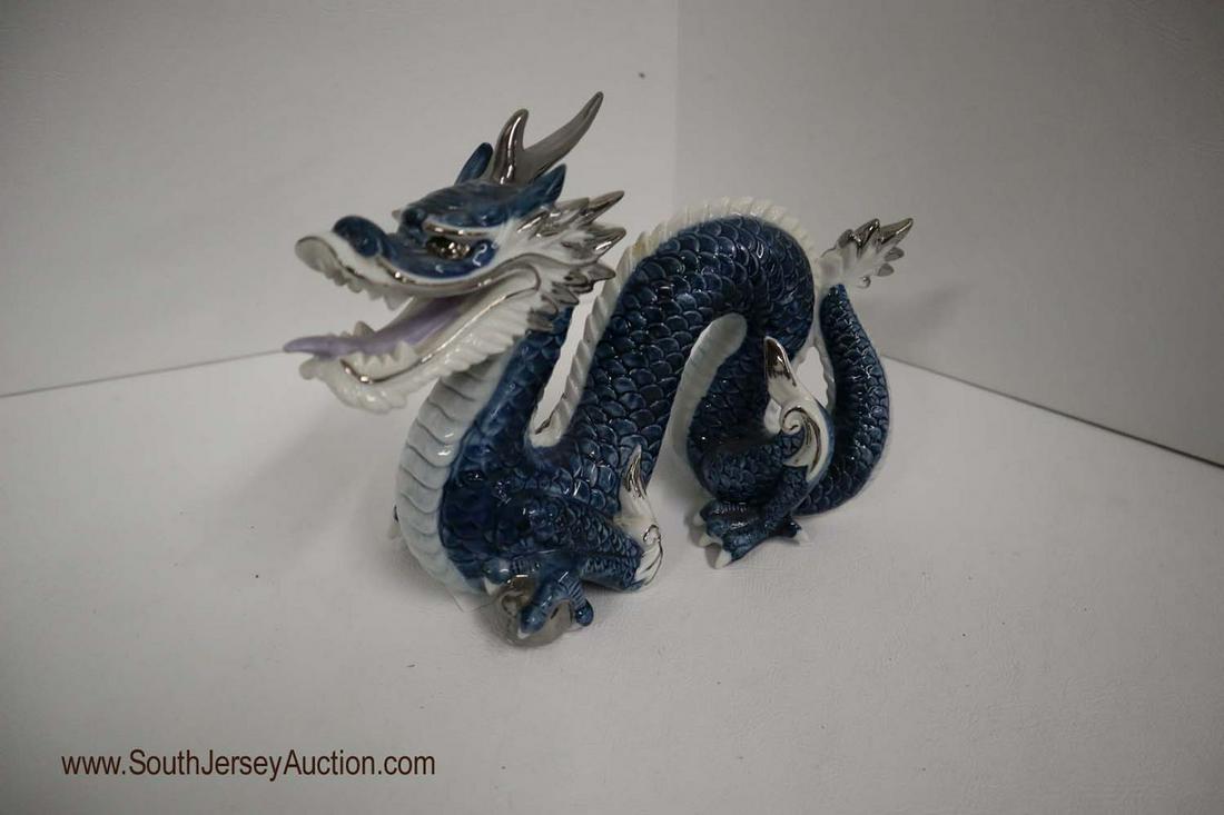 Porcelain glazed dragon by Mann in the blue and white: Porcelain glazed dragon by Mann in the blue and white