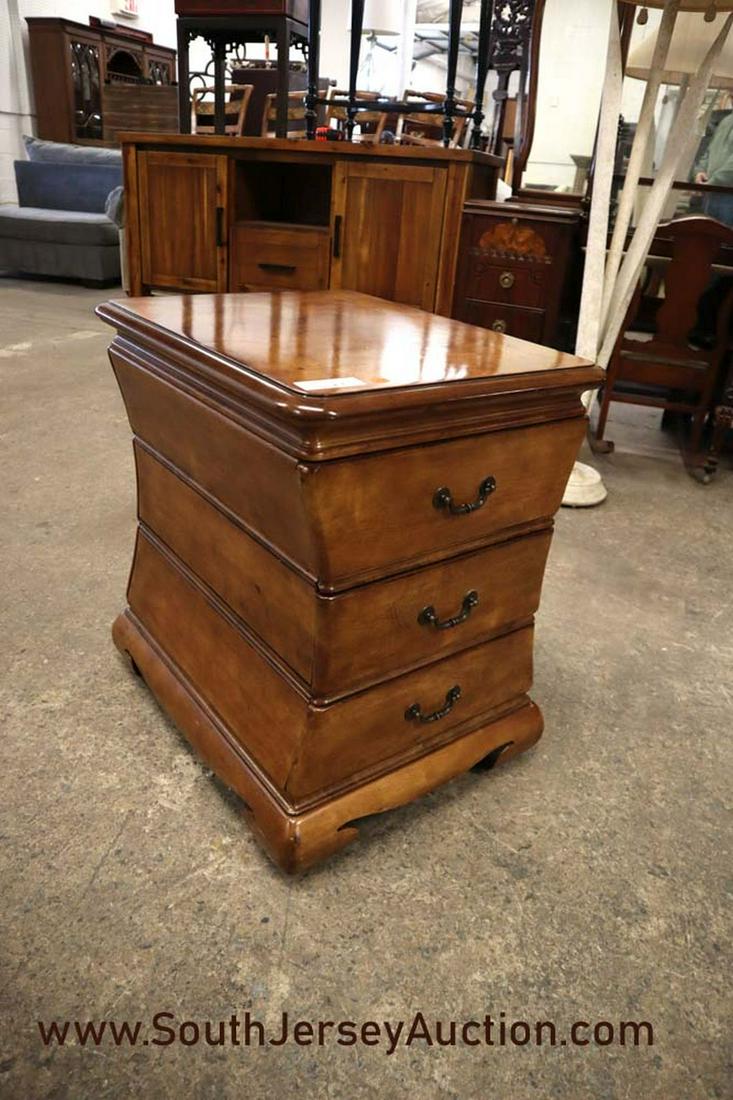 Burl Walnut 3 Drawer Bedside Stand: Burl walnut 3 drawer bedside stand 18"w x 24"d x 24"t