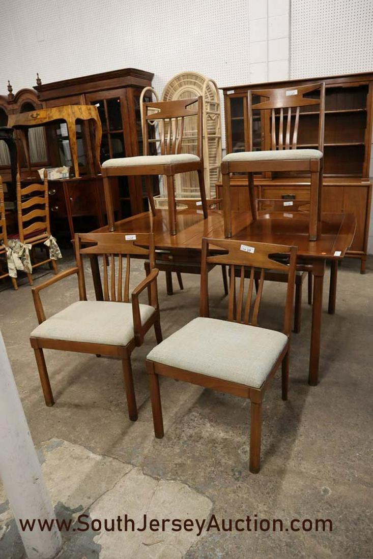 Thomasville Mid Century Danish Cherry Dining Room Set: Thomasville 7 Piece mid century dining room set in the danish cherry finish with one table leaf, possible made for John Widdicomb,(table and 6 chairs) Approx. dimensions: table 64"l x 42"w x 30"h, (1)