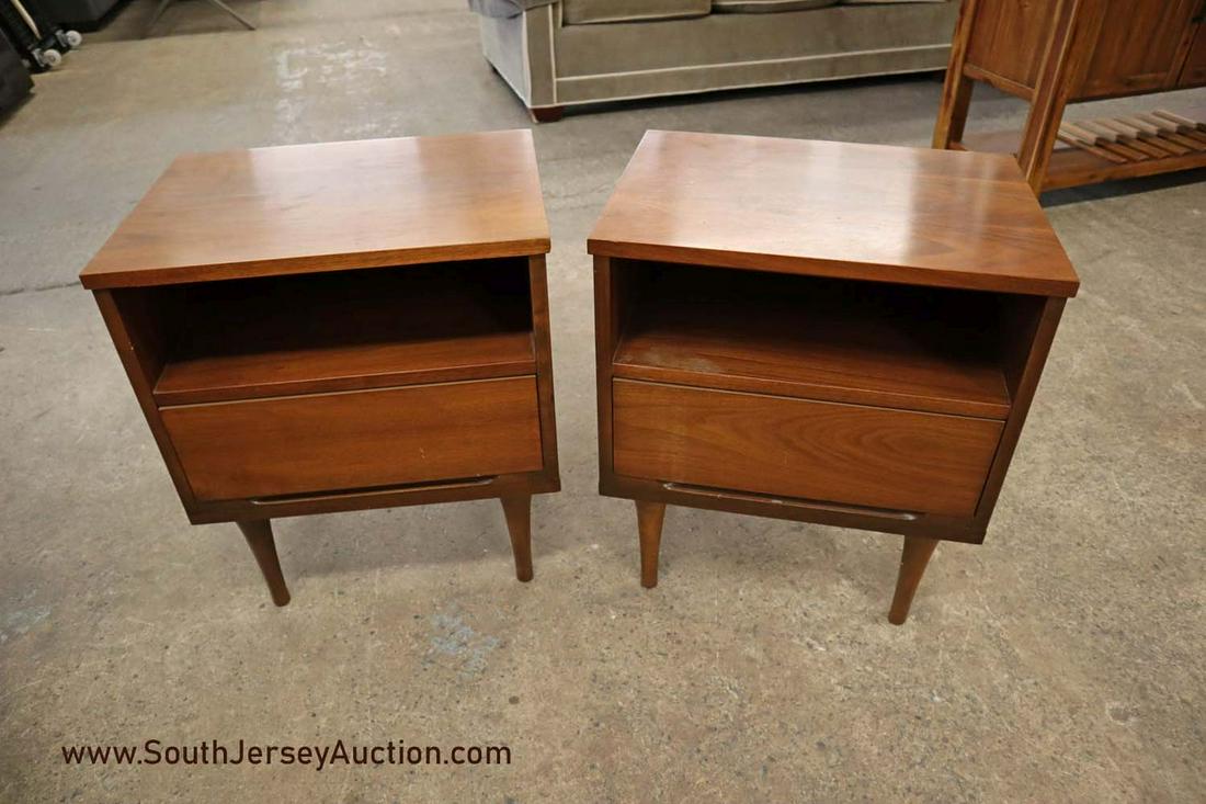 Pair of Mid Century Modern Danish Wal Night Stands: Pair of mid century modern Danish walnut 1 drawer night stands sold by Coplan's Fine Furniture, Philadelphia, PA 20"w x 15"d x 24"t