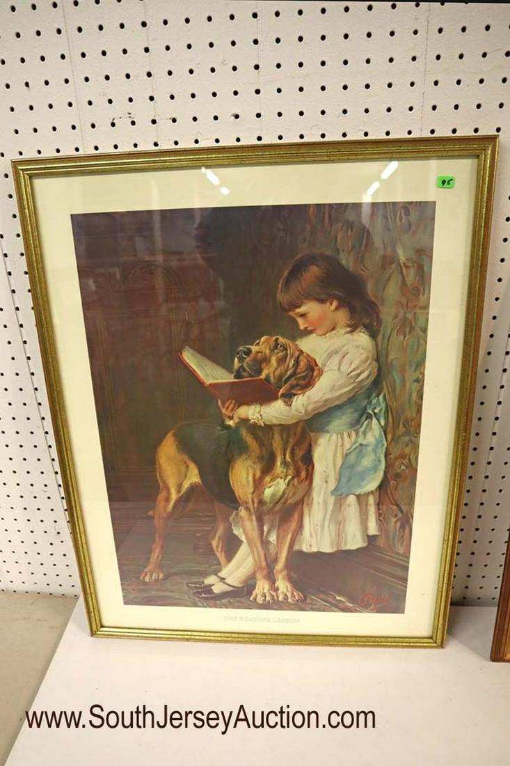 Victorian style print "The reading Lesson" in frame 23": Victorian style print "The reading Lesson" in frame 23" w x 30" h