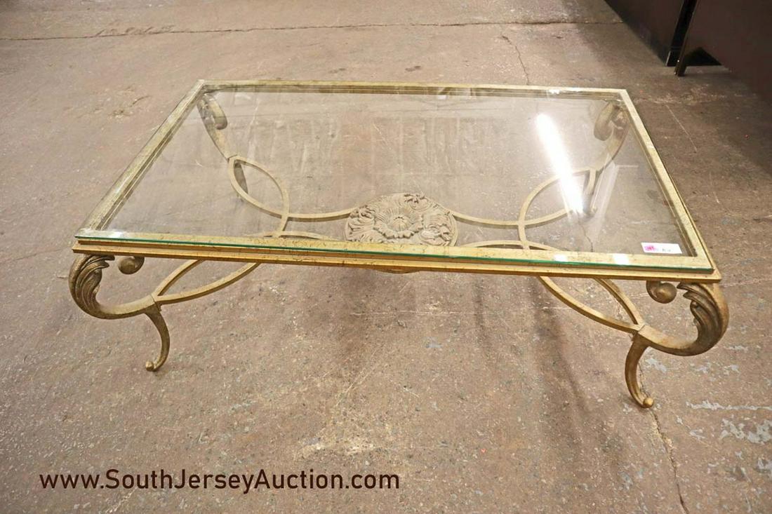 Nice beveled glass metal frame decorator coffee table (1 of 4)