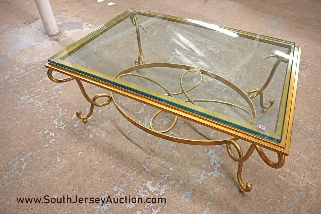 Nice modern metal base glass top decorator coffee table (1 of 3)