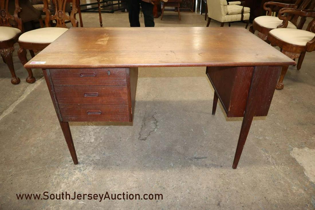 Mid century modern Danish walnut knee hole desk nice (1 of 3)