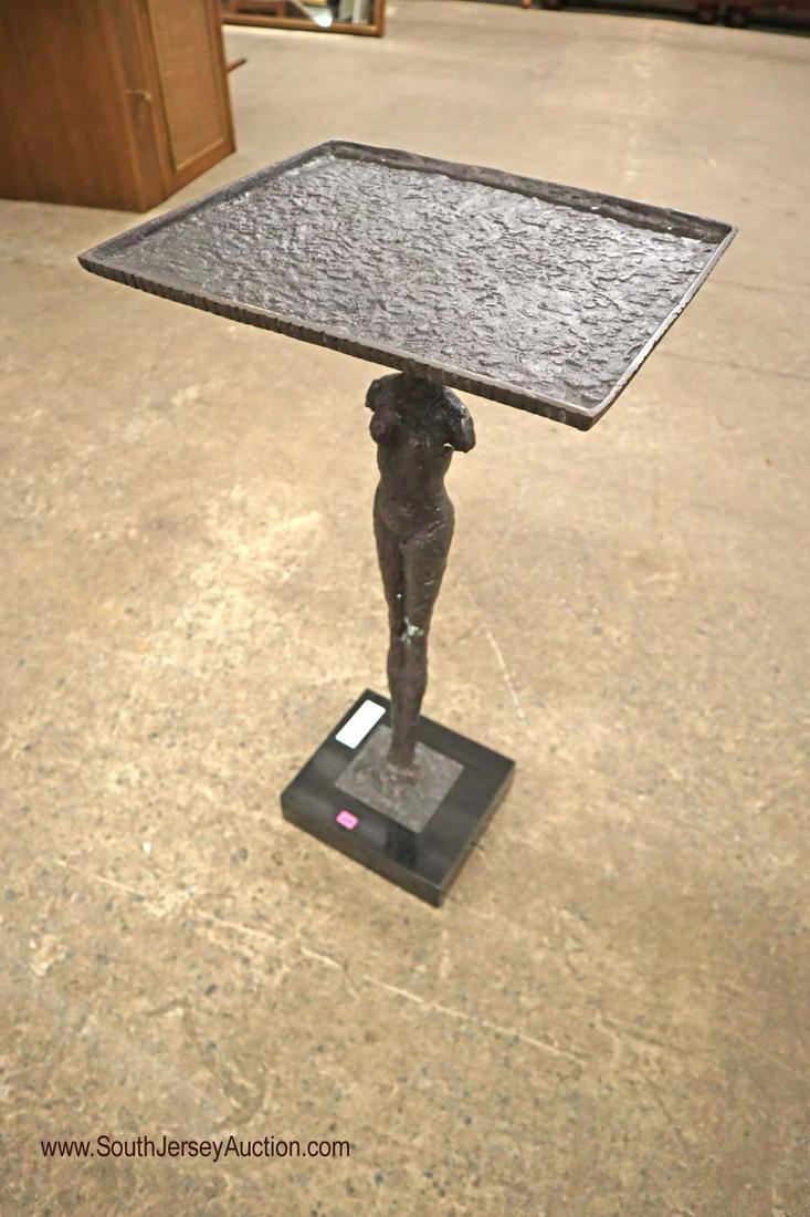 Modern art bronze figural table on marble base approx. (1 of 3)