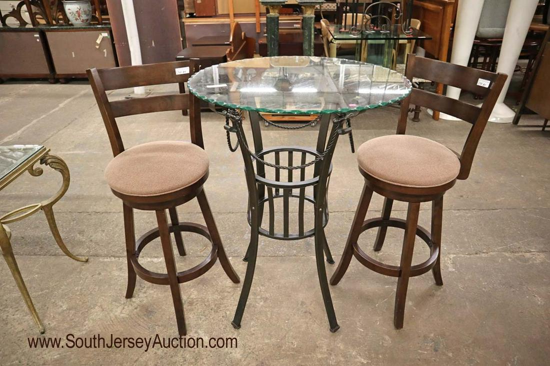 3 piece 32" diameter glass top decorator high top (1 of 3)