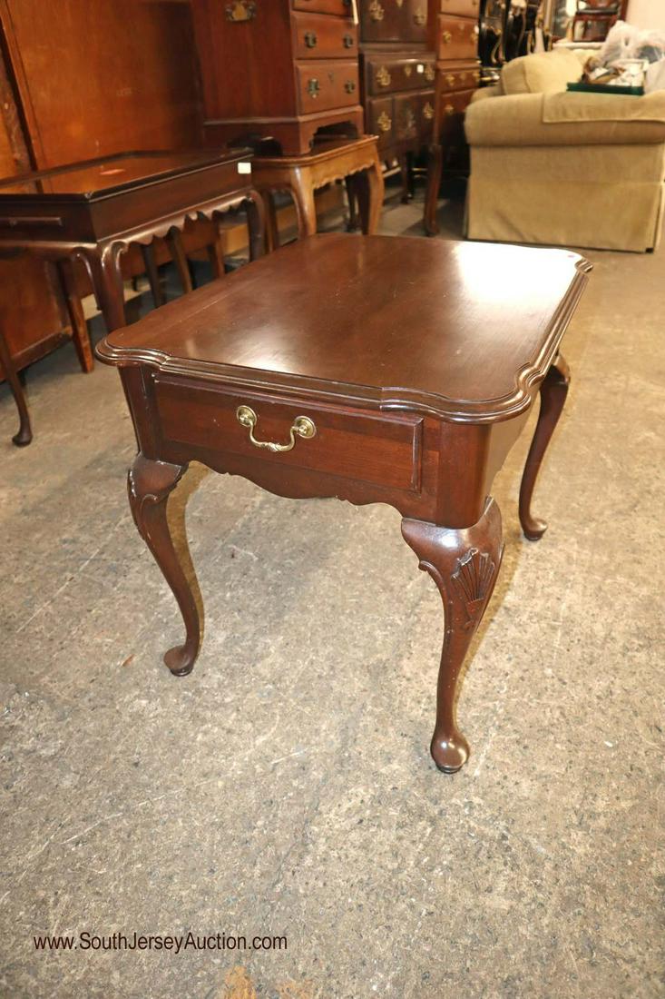Ethan Allen solid cherry queen anne 1 drawer lamp table (1 of 3)