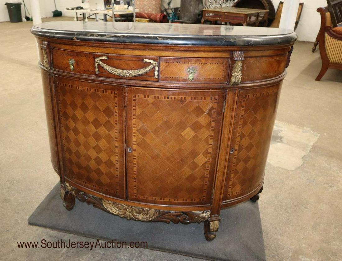 Antique French style inlaid satin wood carved marble (1 of 4)