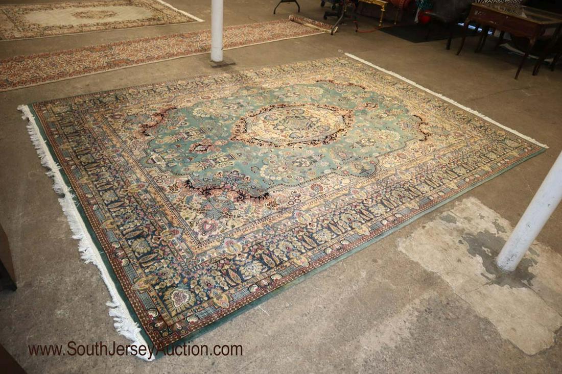 Nice Persian style room size rug in the green medallion (1 of 3)
