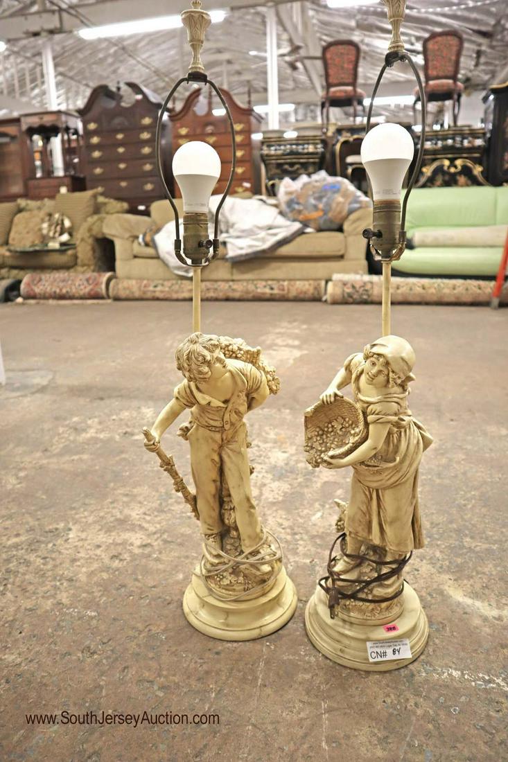 Pair of vintage composition figural lamps approx. 7" (1 of 2)