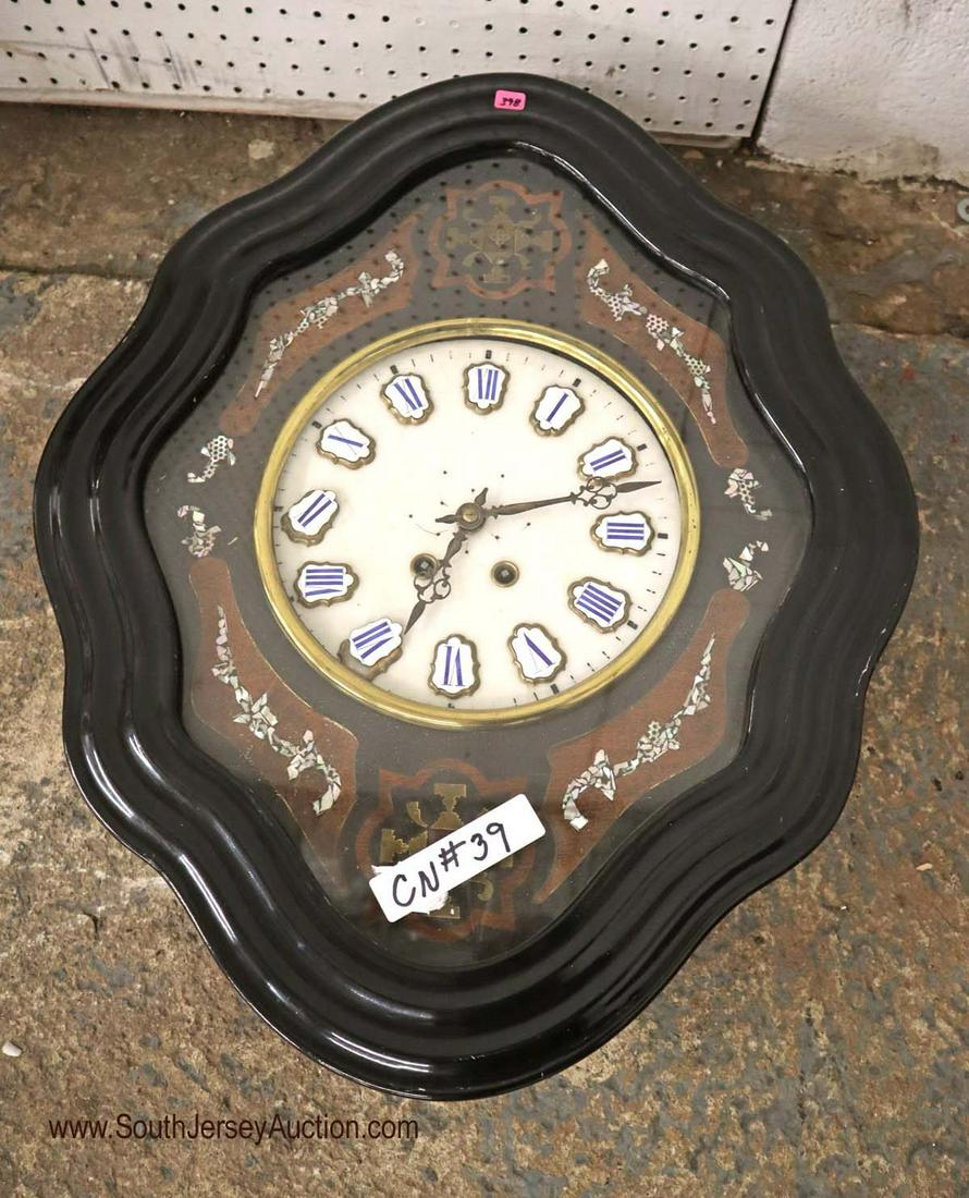 Antique French porcelain wall clock with mother of (1 of 4)