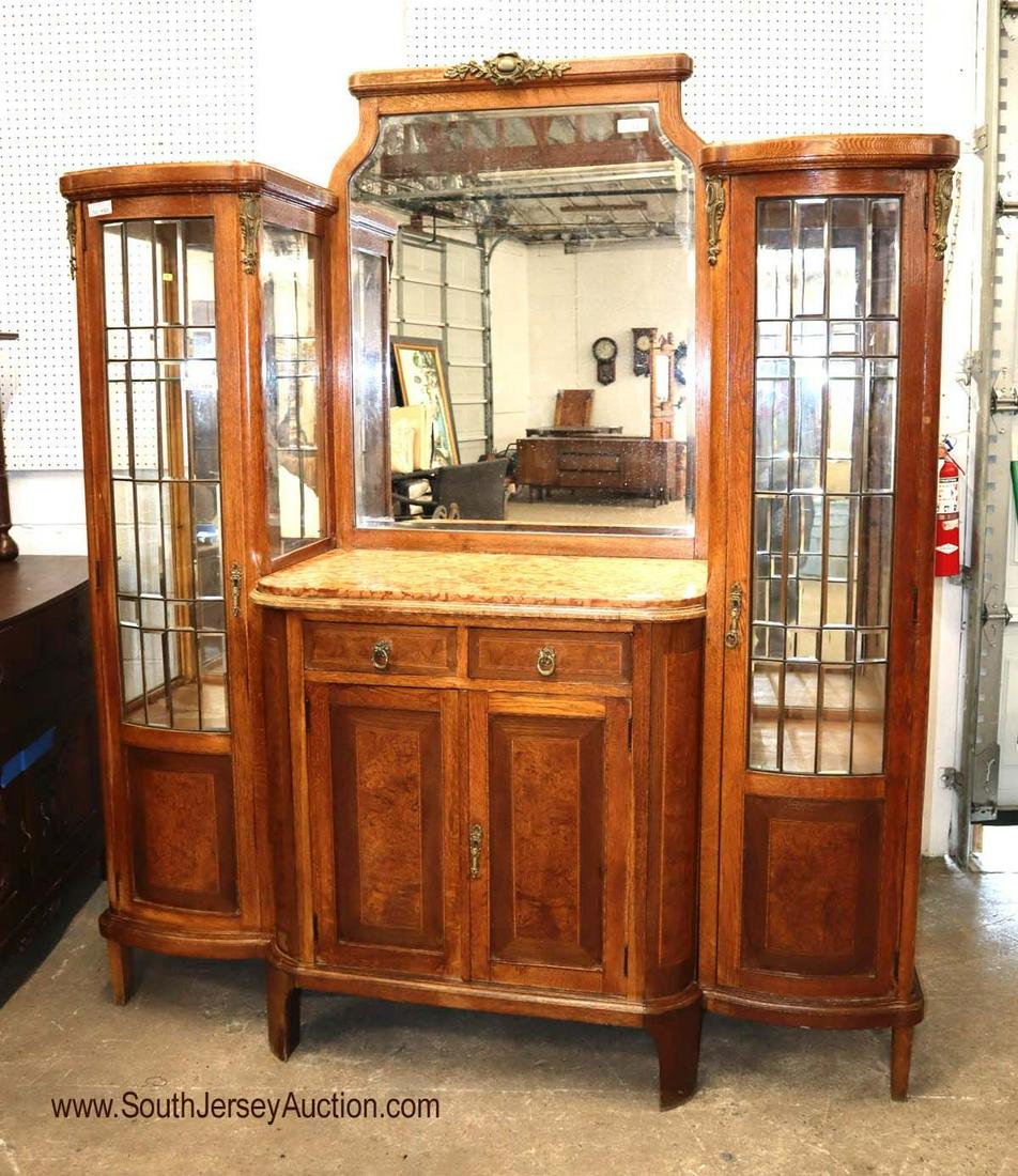 Antique French style marble top buffet with double (1 of 6)