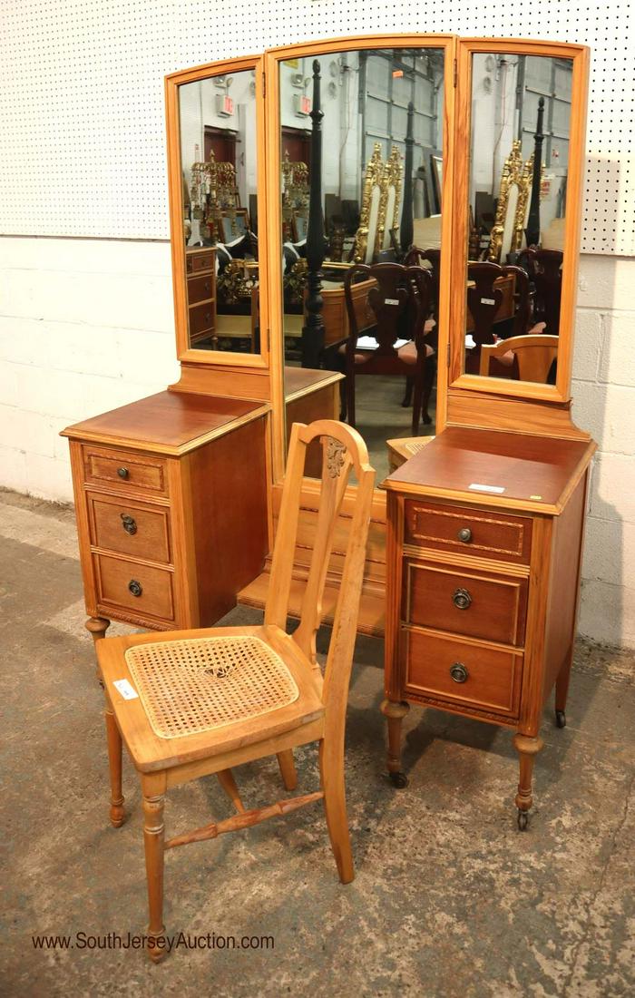 Antique vanity with mirror and chair 2pc (1 of 4)