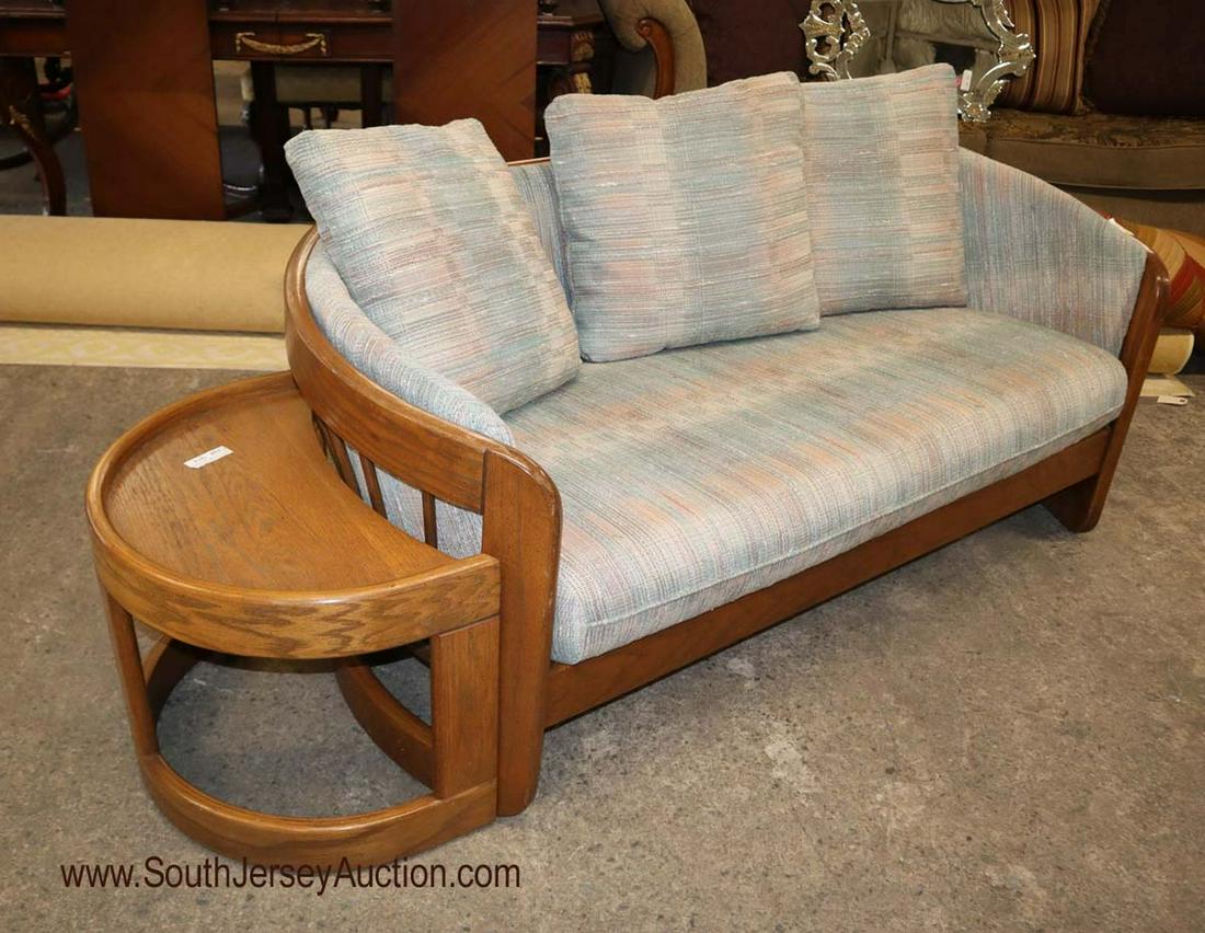 Vintage 2pc oak modern design sofa with fitted lamp (1 of 3)