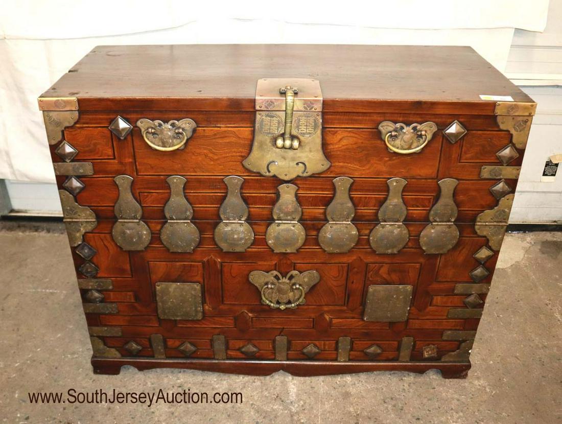 Semi antique Asian chest with fall front (1 of 6)