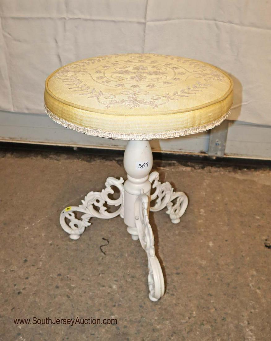 Antique petit point & iron base swivel organ stool (1 of 3)