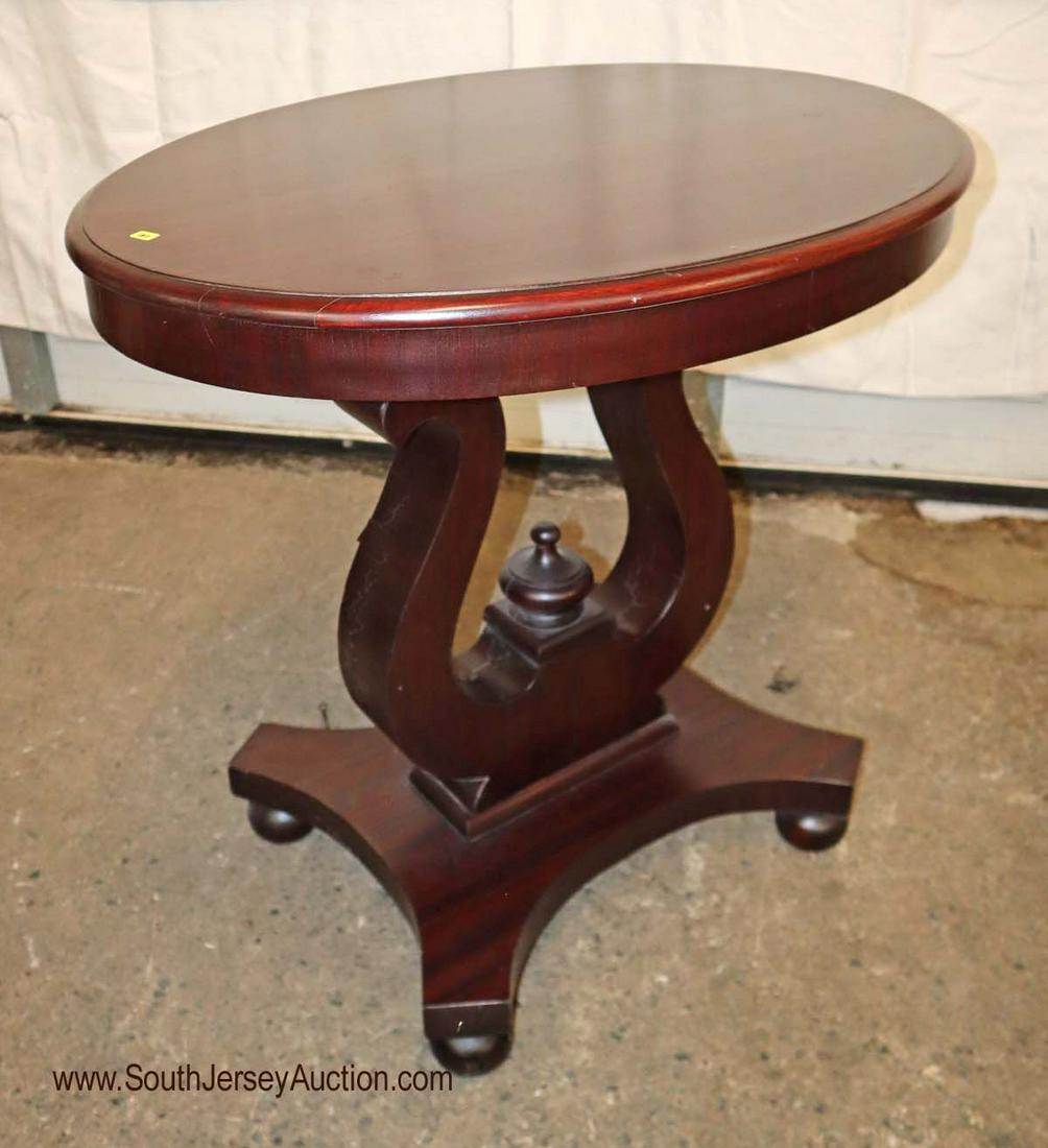 Antique oval mahogany lyre harp lamp table (1 of 4)
