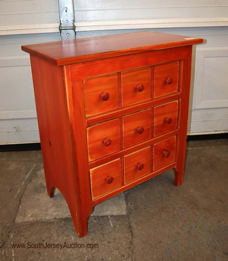 Petite 3 drawer rustic red washed chest (1 of 3)