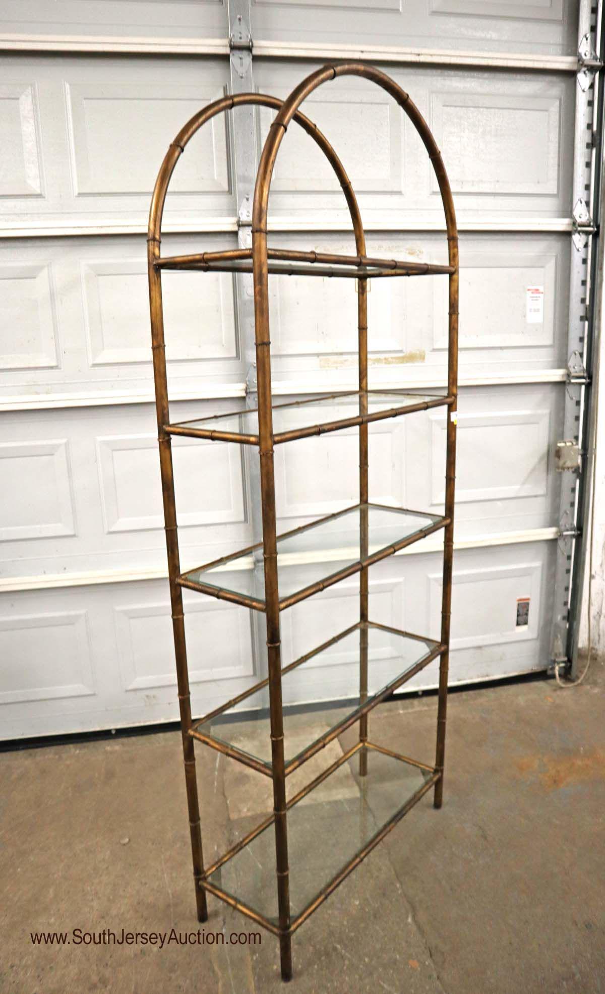 Vintage style bamboo inspired arched glass shelve (1 of 3)