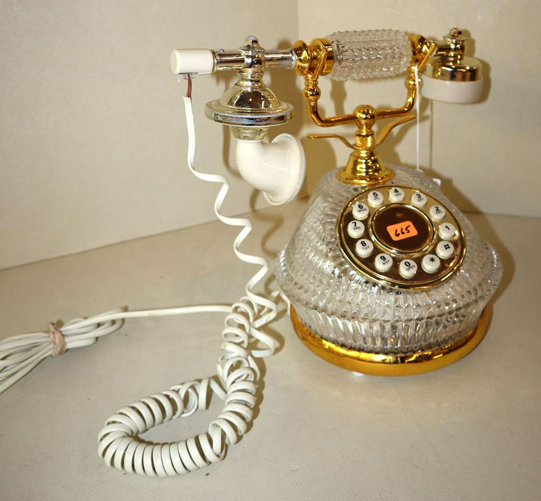 Vintage crystal and brass push button phone (1 of 3)
