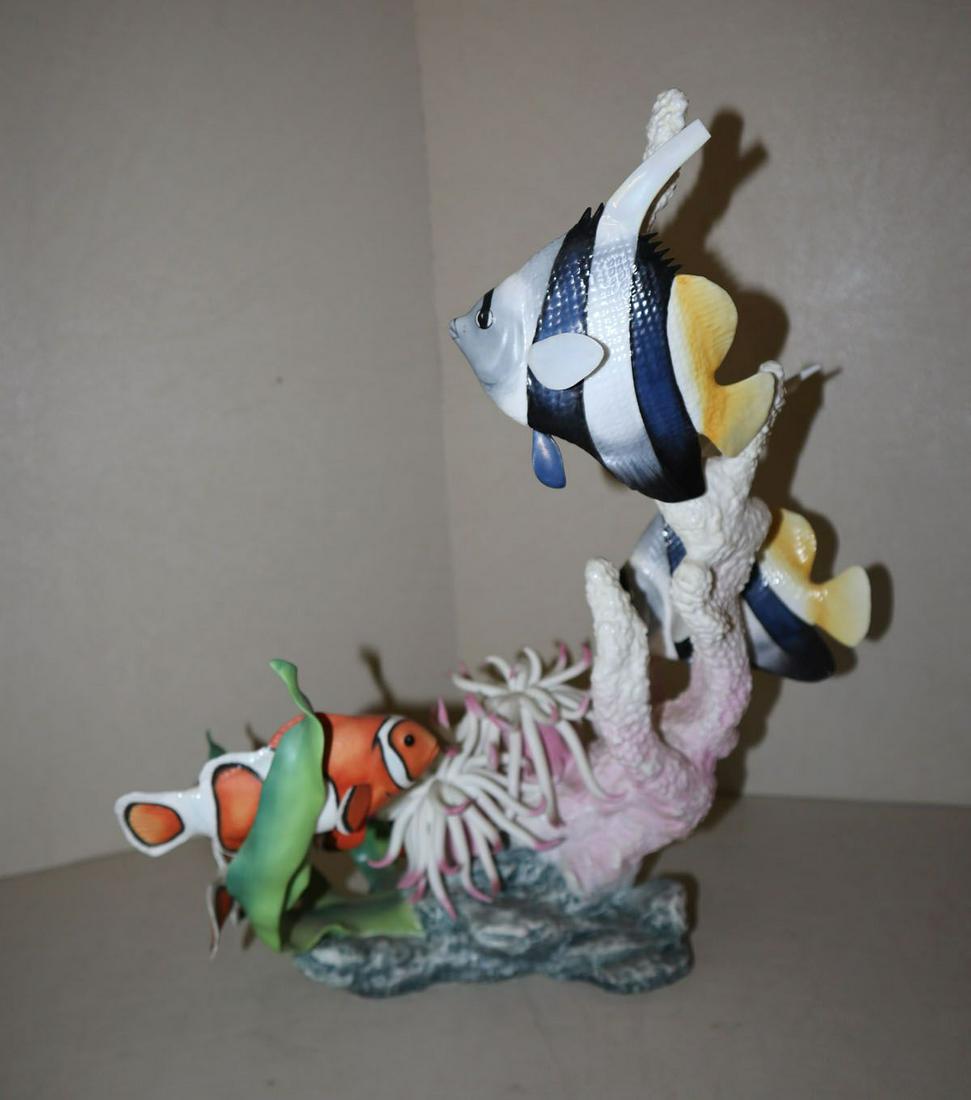 Boehm porcelain "Tropical fish with staghorn coral: Boehm porcelain "Tropical fish with staghorn coral #141" 1983 (please note that the large fish on top has a nip out of the top fin)