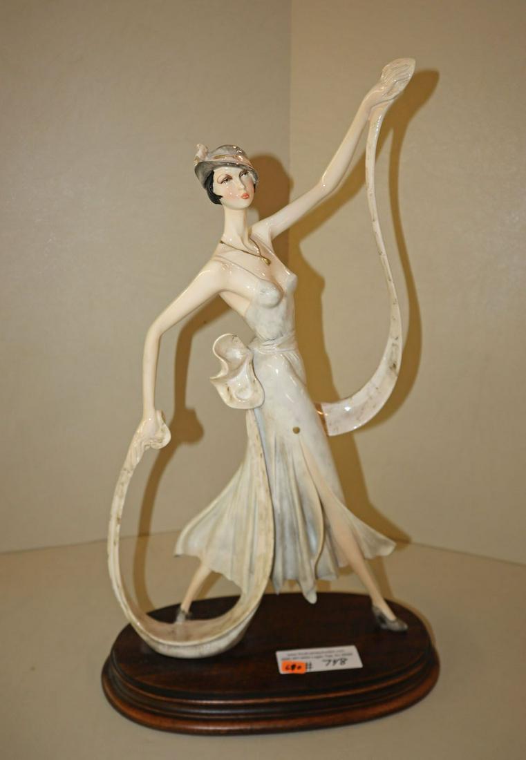 Porcelain 1920's flappers (woman) on wooden rack (1 of 3)