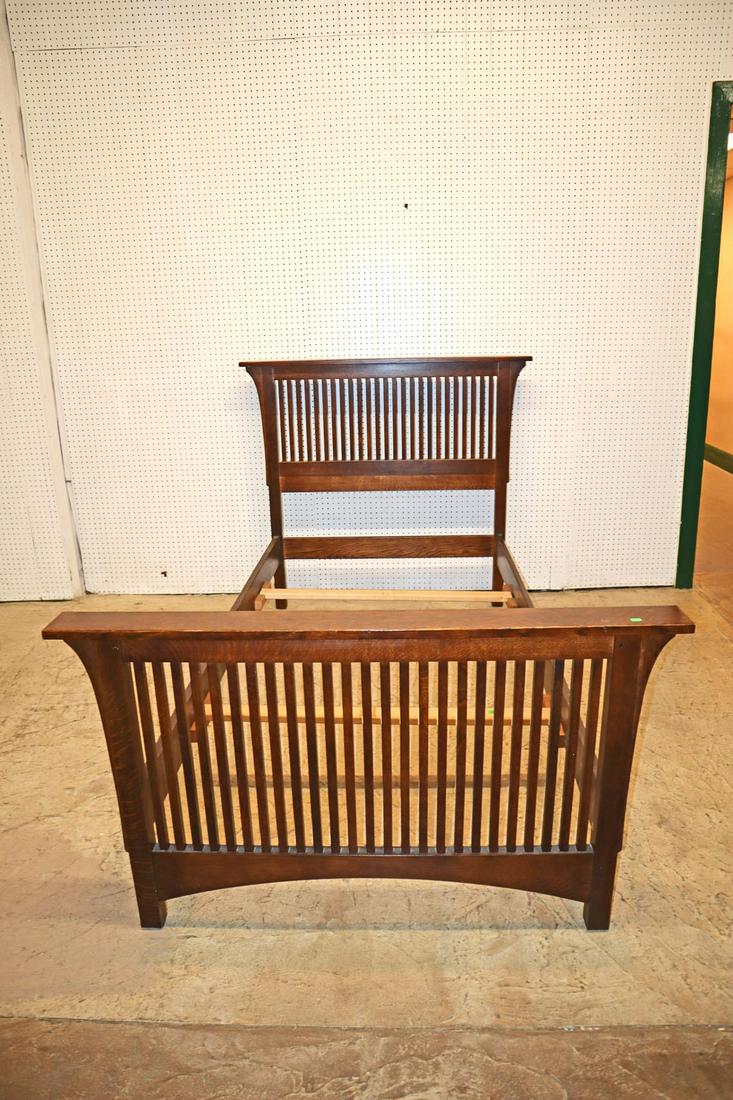 Stickley mission oak twin bed with rails and slats (1 of 5)