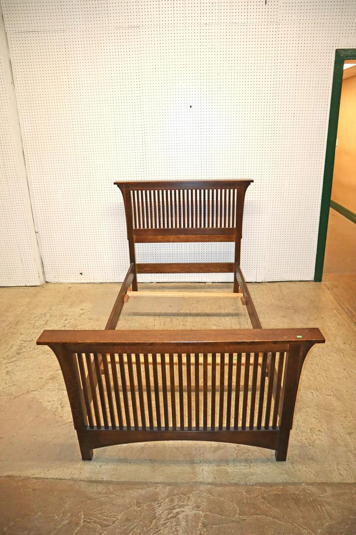 Stickley mission oak twin bed with rails and slats (1 of 5)