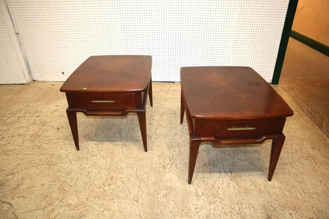 Pair MidC Modern Lane Danish walnut lamp tables (1 of 4)