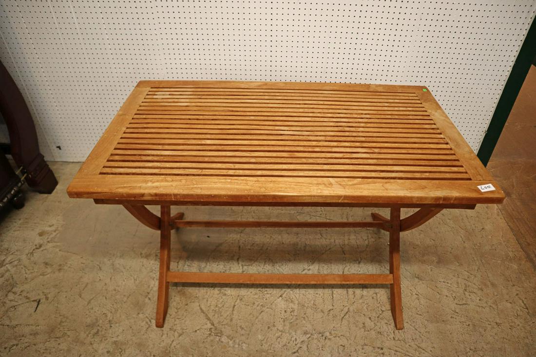 Andrew Teak slat wood folding table (1 of 5)
