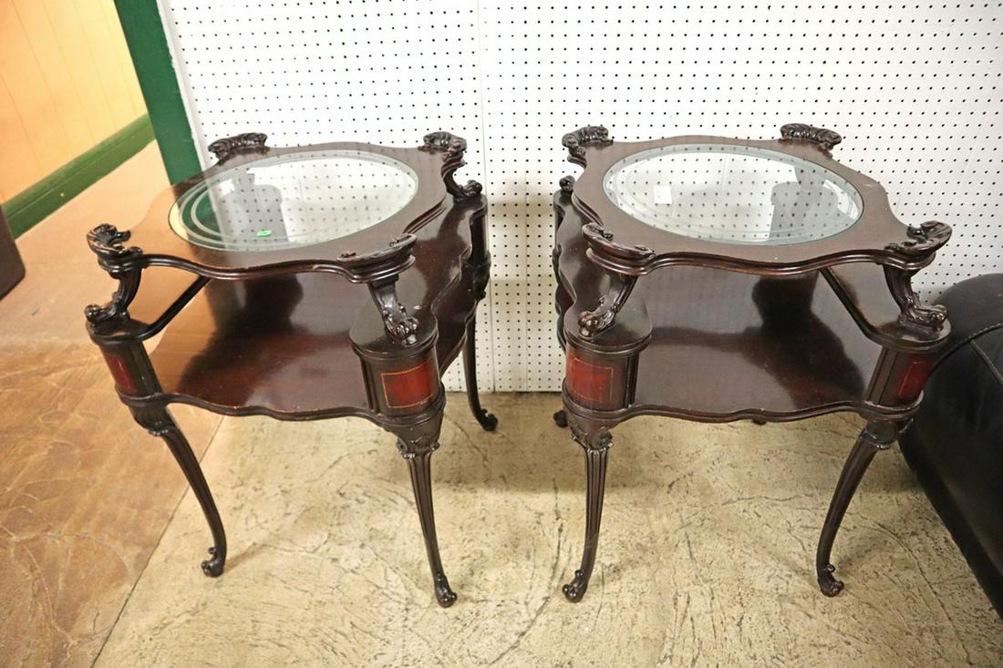 PAIR Vintage Mahogany Lamp Tables (1 of 4)