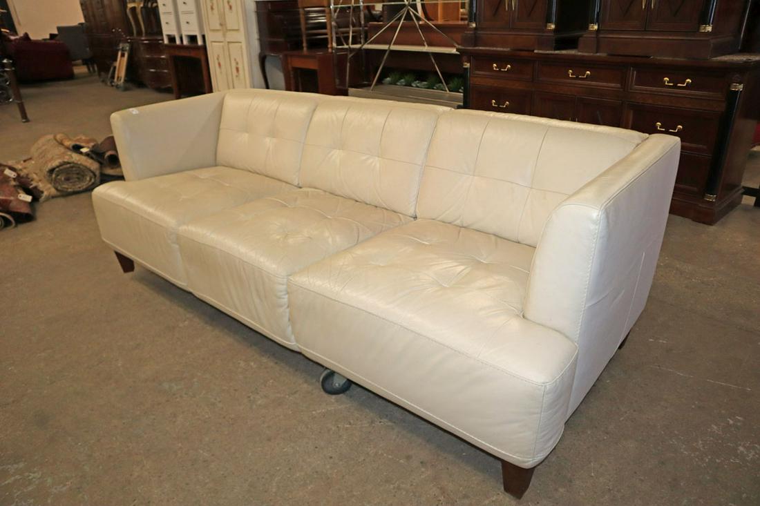 Off white modern design even arm leather sofa (1 of 3)