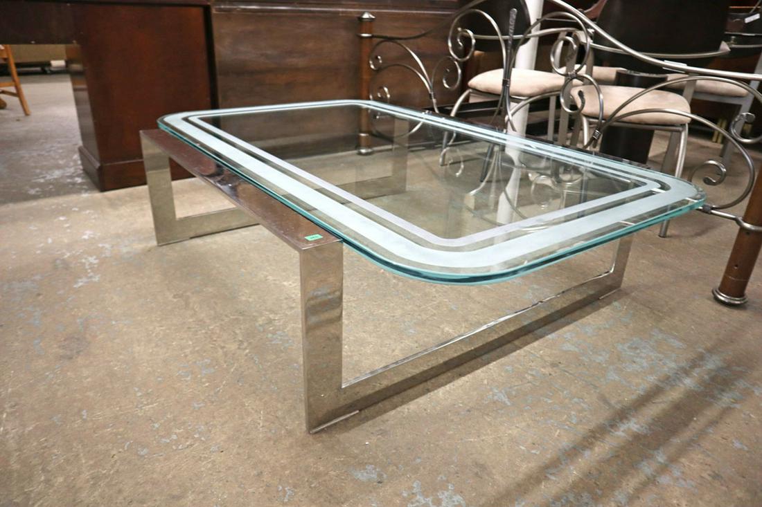 Quality chrome etched glass  coffee table (1 of 3)