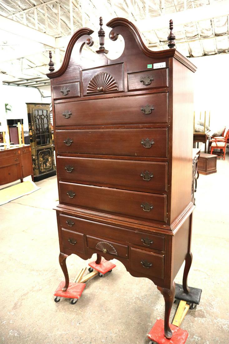 Vintage mahogany queen anne shell carved high boy (1 of 4)