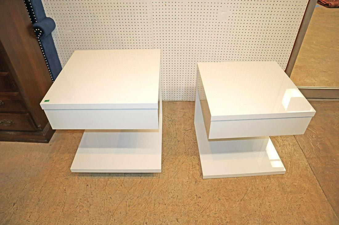Pair ultra modern white nightstands (1 of 7)