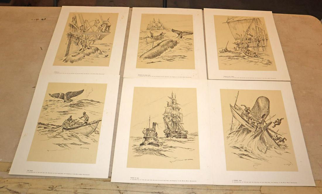 Selection of reproduction whaling sketches approx. 11": Selection of reproduction whaling sketches approx. 11" w x 14" h less than 1 lbs.