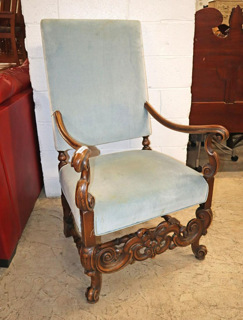 Antique walnut upholstered arm chair (1 of 5)