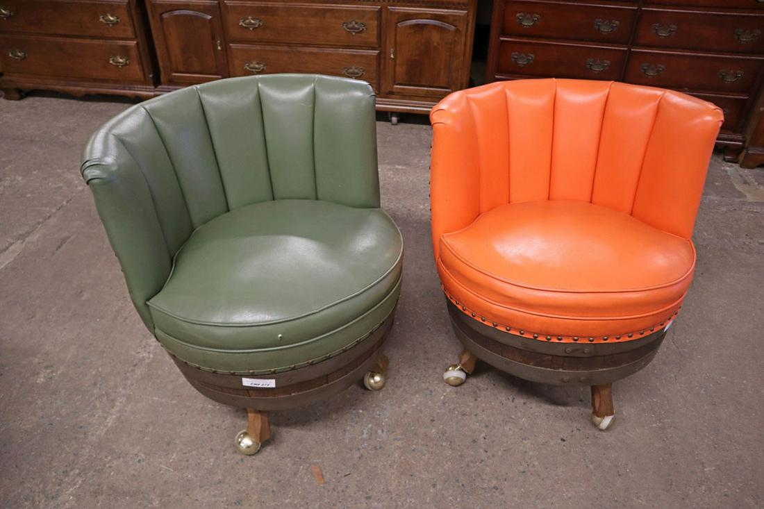 Vintage swivel leather style pub chairs (1 of 4)