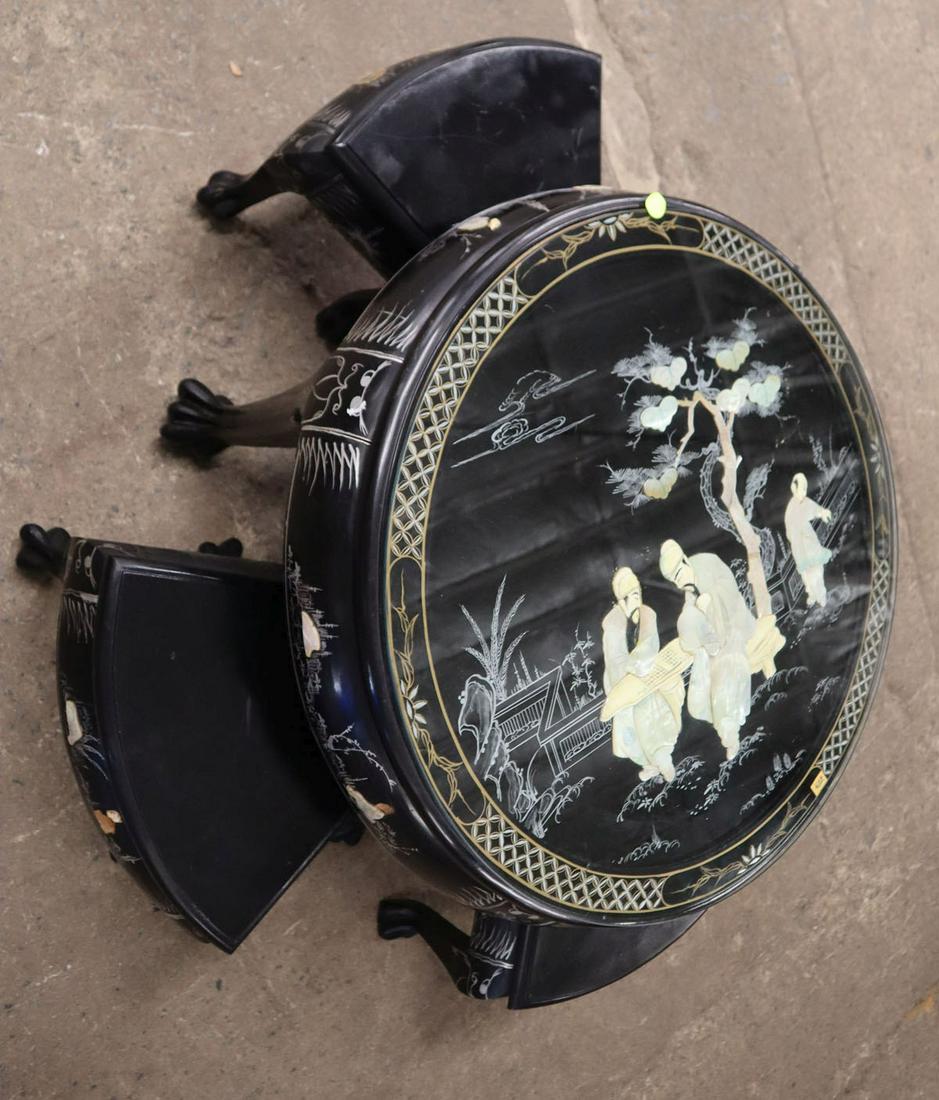 5pc asian coffee table & 4 stools (1 of 5)