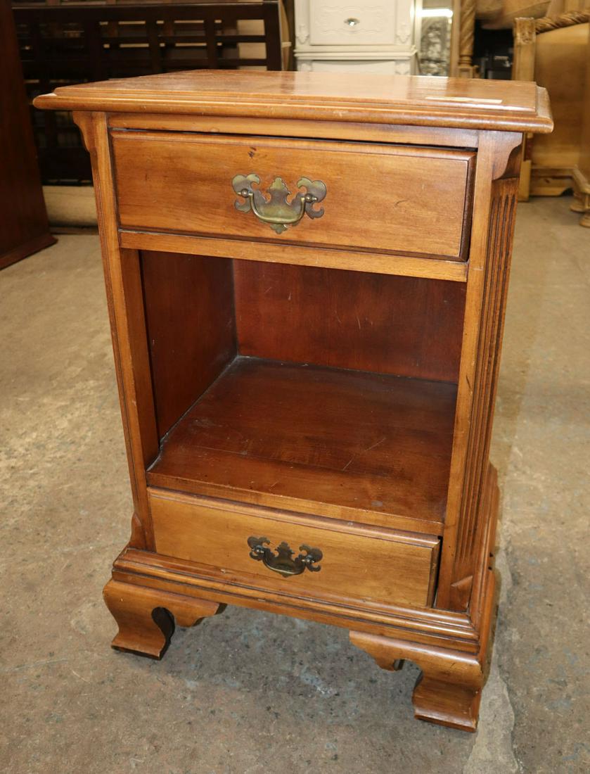 Davis Cabinet Company Maple Nightstand: Davis Cabinet Co solid maple 2 drawer open front nightstand approx. 20" w x 15" d x 29" h