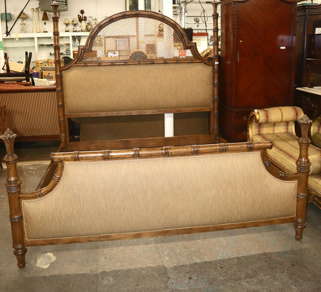 Quality King Size Tweed/Cane Bed (1 of 3)