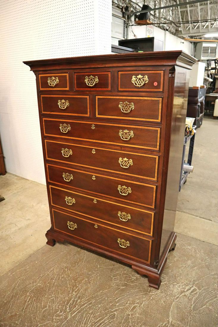 Stickley mahogany banded 10 drawer high chest (1 of 10)