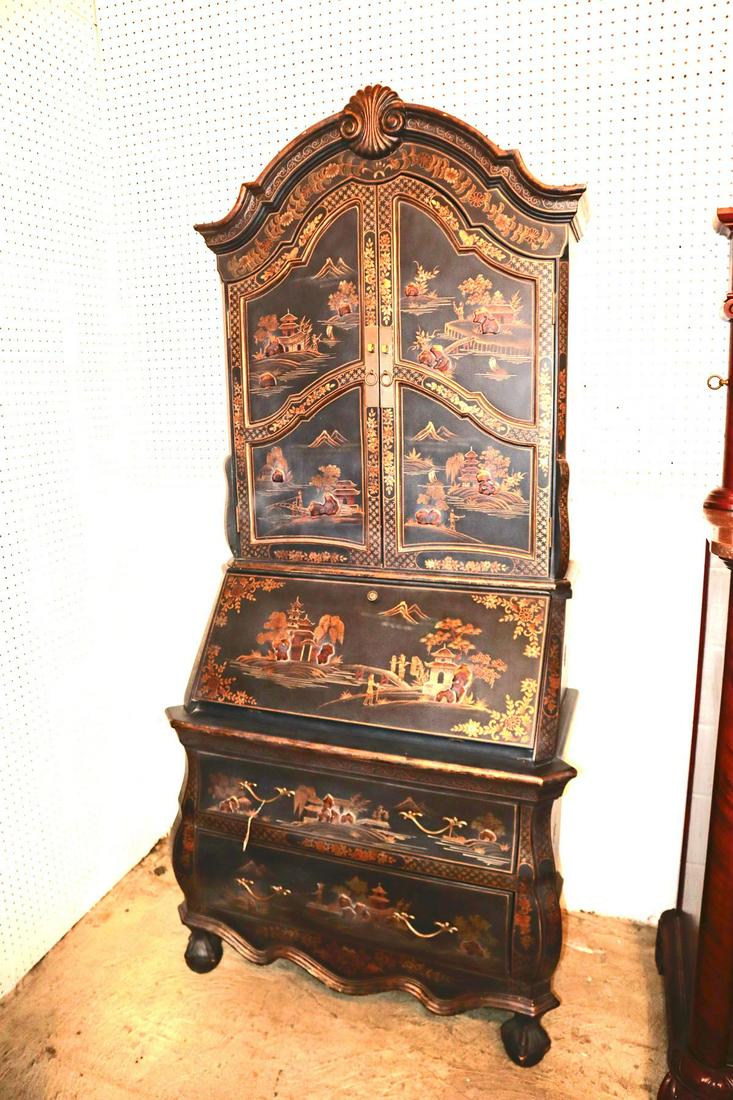 Asian secretary bookcase in manner Maitland Smith (1 of 5)