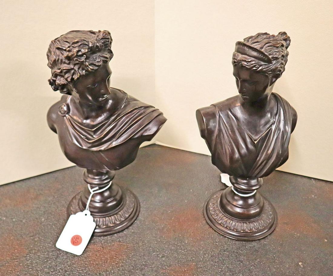 Pair of Maitland Smith bronze busts (1 of 5)