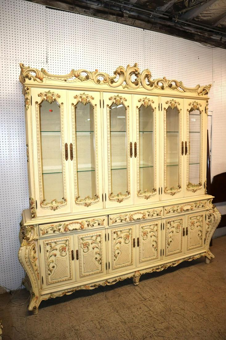 Vintage ornate Italian Roma style china cabinet (2pc) (1 of 5)