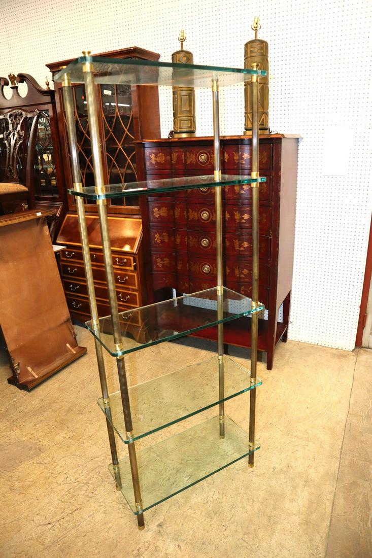MCM brass/glass etagere, manner of Milo Bowman (1 of 3)