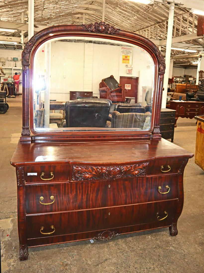 Antique Horner carved low chest and mirror (1 of 6)